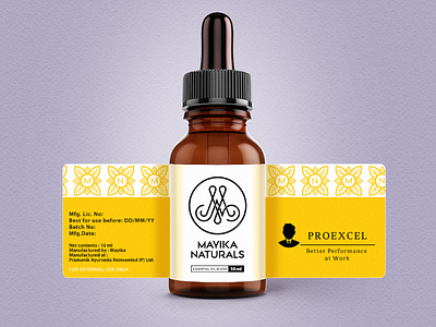 Mayika Naturals bottle design bottle label branding essential logo
