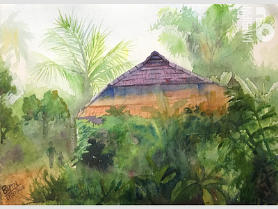 Traditional Indian House | Watercolor Painting aquarelle landscape painting traditional indian house watercolor