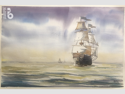 Sailing Ship | Watercolor Painting contemporaryart illustration painting sea ship watercolor