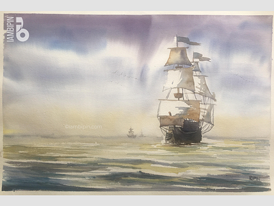 Sailing Ship | Watercolor Painting