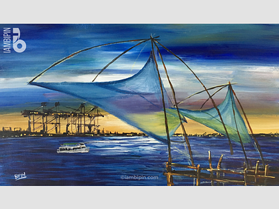 Chinese Fishing Net | Acrylic Painting acrylic acrylic painting contemporaryart illustration painting on canvas sea sunset