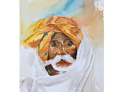 Rajasthani Man | Watercolor Painting man portrait portrait painting turban watercolor illustration