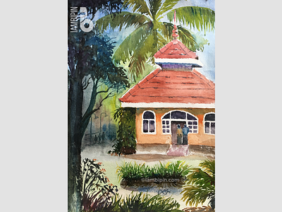 Sargalayam Craft Centre | Watercolor Painting aquarelle india kerala landscape plein air watercolor illustration