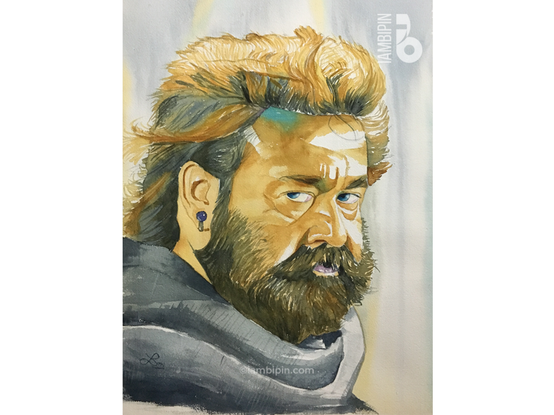 Odiyan | Mohanlal | Watercolor Painting portrait watercolor illustration mohanlal odiyan