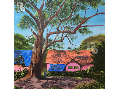 Majestic Tree | Acrylic Painting on Canvas acrylic painting blue sky painting on canvas skyblue traditional home tree