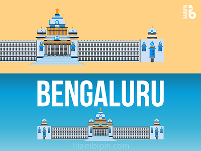 Vidhana Soudha - Bengaluru(Bangalore) | Vector Art architecture bangalore bengaluru cityscape flatdesign iambipin illustration india monuments vector