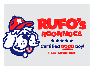 Rufo's Roofing Co. business dog doggo illustration logo roof roofing vector