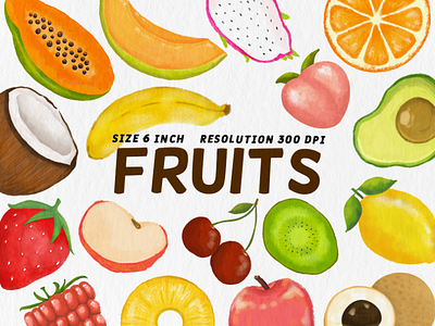 Variety of Fruit character crayon cute design digital art fruit graphic design illustration