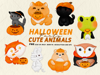 Cute Animal Halloween character crayon cute design digital art graphic design illustration