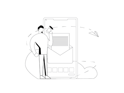 Notification black black and white clean flat flat illustration outline white