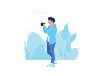 Photographer camera clean flat flat illustration illustration plants