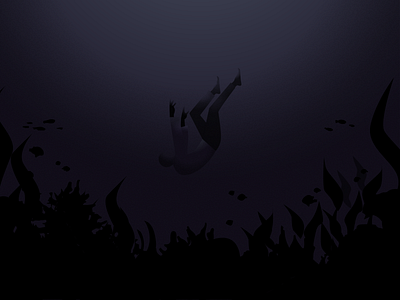 Lost dark deep flat illustration illustration lost sea