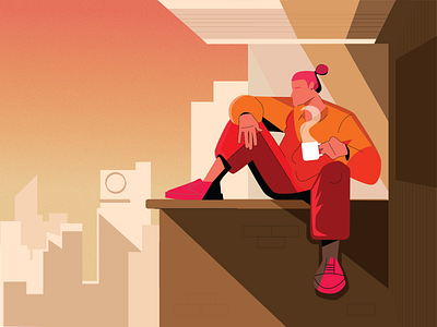 Morning Coffee flat flat illustration illustration