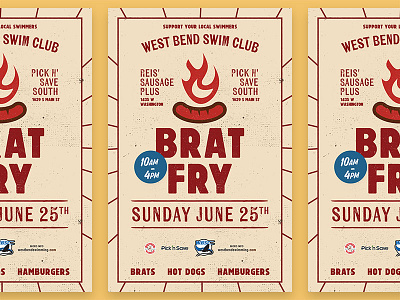 Bratfry Poster brat fry brats fundraiser hamburgers hot dogs poster swim club wisconsin