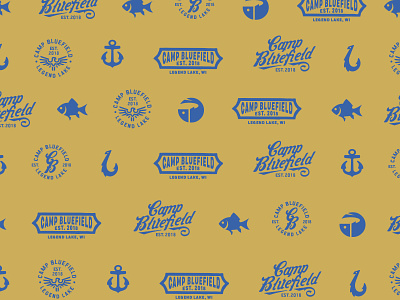 Pattern branding cabin camp lake logo pattern