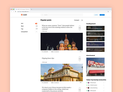 Reddit Redesign - Homepage affinity designer brand design concept design desktop figma flat homepage minimal minimalist navigation redesign ui ux web web design