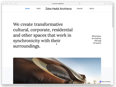 Design to Webflow - Zaha Hadid Redesign Concept concept desktop homepage minimalist redesign ui web web design webflow website
