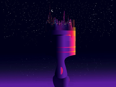 Dream City city color design dribbble graphic illustration imagine night scene sky