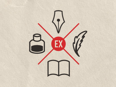 Ex Libris Anonymous gets cresty logo mark icon crest feather journal book nib