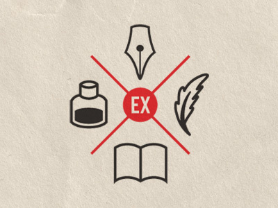 Ex Libris Anonymous gets cresty book crest feather icon journal logo mark nib