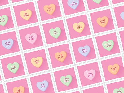 Valentine's Day Candy Hearts candy hearts hearts illustration pink postage stamps stamp stamps valentine valentines day