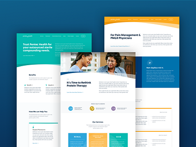 Pentec Health blue color curve green header health landing ui web yellow