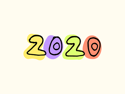 Happy New Year! 2020 colorful colors colour colours hand drawn hand lettering handlettering illustration lettering new year new years numbers offset outline overlay purple type typeface yellow