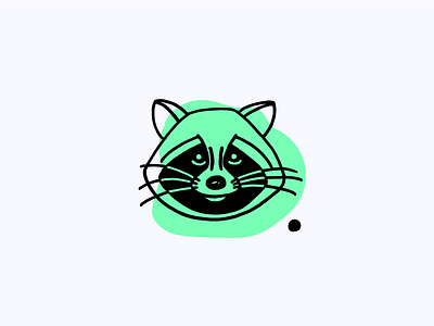 Trash Panda Icon animal bright clean design green hand drawn icon illustration outline raccoon trash panda vector weekly warm up