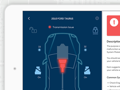 Predictive Issue Concept - iPad Interface appdesign appux ios iotapp ipad mobileapp mobiledesign telematics vehicle