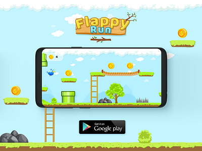 Flappy Run - Mobile Game Ui app design app designers design app game game art game design games games logo google play google play store minimal play store ui user experience user interaction ux