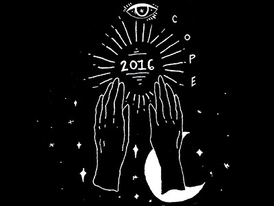 Cope in 2016 black hands illustration lettering moon new year stars white