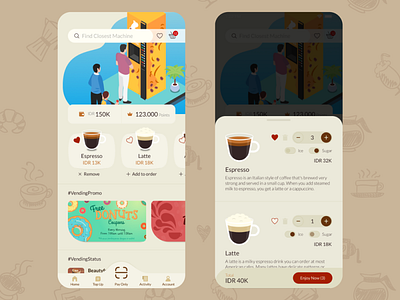 Coffee Vending Machine App app concept design design figma figmadesign mobile app ui ui ux ui design
