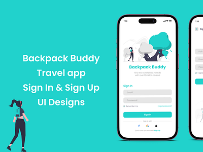 BACKPACK BUDDY TRAVEL APP SIGN IN & SIGN UP UI DESIGNS