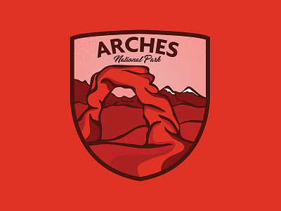 Arches arches badge camping national park outdoors red