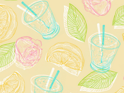 summer vibes drawing drink illustration leaf leaves lemon mojito rose summer