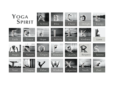 Yoga Spirit a z pose typography yoga