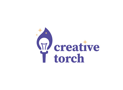 Creative torch creative design icon light bulb logo simple torch vector