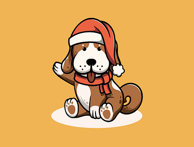 Cute Christmas Dog animal branding cute design graphic design icon illustration kawaii logo