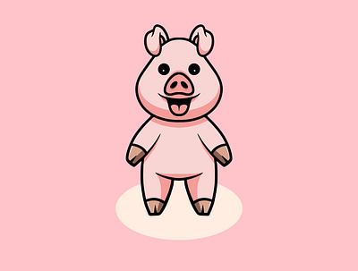 Cute Happy Pig animal branding cute design graphic design happy icon illustration kawaii logo pig ui