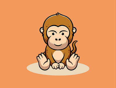 Cute Monkey Smiling animal branding cute design graphic design icon illustration kawaii landingpageicon