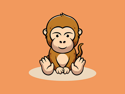 Cute Monkey Smiling animal branding cute design graphic design icon illustration kawaii landingpageicon