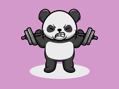 Cute Panda Workout animal cute design graphic design gym motivation icon illustration kawaii panda character