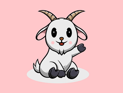 Cute Goat Smiling animal animation branding cute free design graphic design illustration kawaii landing page icon logo ui