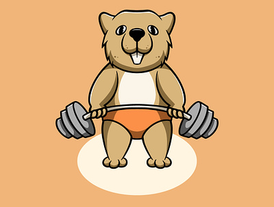 Cute otter workout animal branding cute design free design graphic design icon illustration kawaii landing page icon logo ui