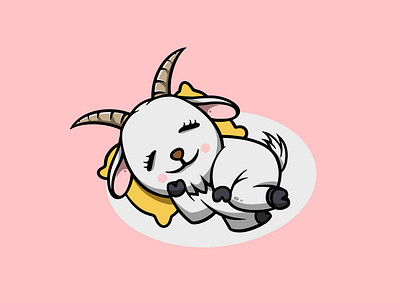 Cute Goat Sleeping animal branding calm cute design graphic design icon illustration kawaii logo ui