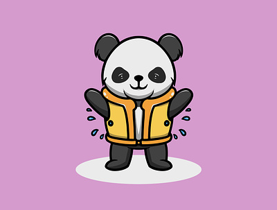 Cute Panda wearing Lifebelt branding cute design graphic design icon illustration kawaii logo ui website icon