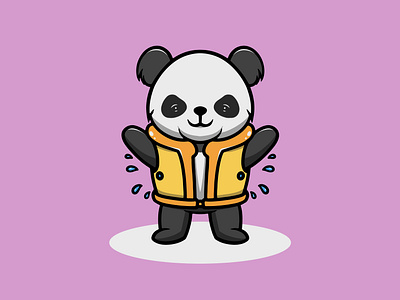 Cute Panda wearing Lifebelt