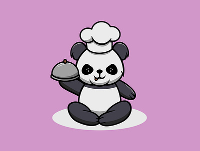 Cute Panda Cooking branding culinary world cute cute animal design design graphic design icon illustration kawaii logo ui