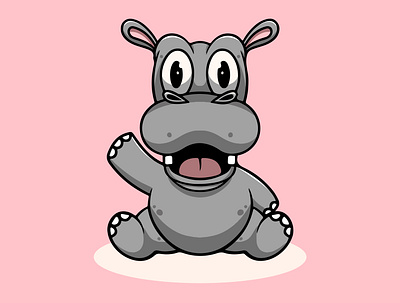 Cute Hippo Smiling animal cute cute animal illustration design graphic design icon illustration kawaii logo ui universal mascot design