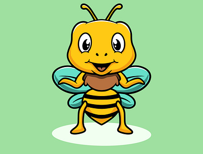 Cute Happy Bee cute cartoon design graphic design honey bee face design logo ui